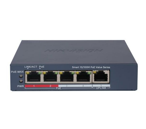Switch 4 ports POE intelligent Fast Ethernet [DS-3E1105P-EI/M] - []