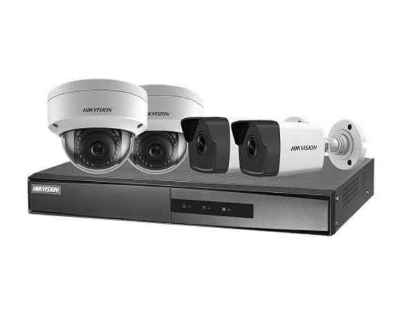 Kit 4 caméras 2 Bullets, 2 Dômes 2 MP PoE avec enregistreur 4 canaux + HDD 1To [NK42E3H-1T(WD)©] - []