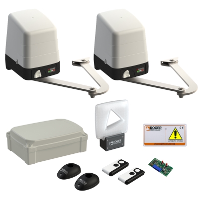 Kit 2 Moteurs 36v DC à bras articulés irréversibles pour portails à battants avec vantail jusqu'à 2,80 m [K-BH23/282-2]