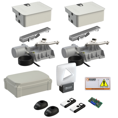 Kit 2 Moteurs 36v DC Brushless enterrés irréversibles pour portails à battants avec vantail jusqu'à 4,50 m [K-BR21/351-2]