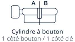 Cylindre traversant + bouton 30/30 mm (un côté bouton / 1 côté clé) - [KCYL-3030B-02]