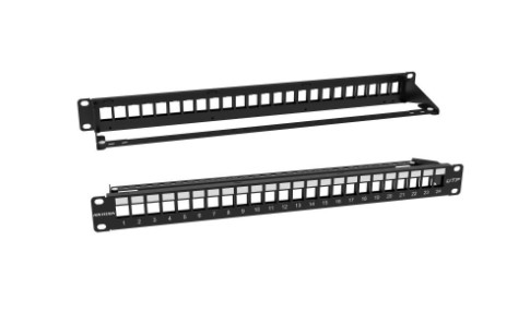 Panneau de brassage noir (pour noyaux) 24 ports non blindé, 1U [DS-1CP0U24-1U] - [307400774]